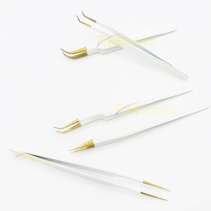 Pince à épiler pour extensions de cils RMI Shin Gold Plasma Tip et revêtement en poudre blanche, acier inoxydable, lot de 6 pinces à pointes différentes - Product Image 6