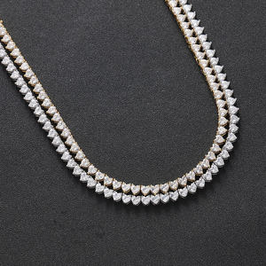 Collier Hip-Hop de Luxe Sertie de Diamants Naturels Taille Cœur, Chaîne Tennis Continue à Sertissage à Griffes, pour Hommes et Femmes, Vente en Gros - Product Image 2