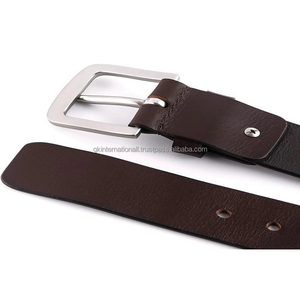เข็มขัดลำลองหนังแท้สีน้ำตาลเรียบมีสไตล์สำหรับผู้ชายและผู้หญิงทำด้วยมือเข็มขัดหนังแท้และเครื่องประดับ - Product Image 1