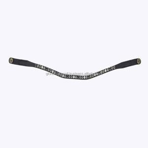 Bandeau de tête pour cheval en cuir rembourré doux de vache de 8 mm personnalisé avec strass, produits équestres en cuir de conception personnalisée - Product Image 1