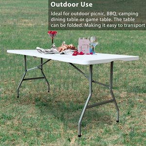 <span class=keywords><strong>Table</strong></span> de réception pliante d'extérieur pour mariage, <span class=keywords><strong>8</strong></span> places, 6 pieds, en plastique blanc, étanche, rectangulaire, mobilier d'extérieur - Product Image 3