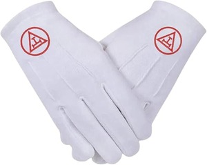 Guantes Masónicos Royal Arch para Hombre, Guantes de Ceremonia de Algodón Blanco con Símbolo Bordado, Regalia Masónica - Product Image 1