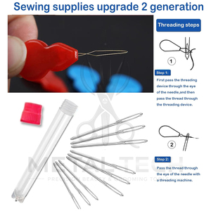 New Arrival Stainless Steel Hair Weaving Needles Premium Large Eye Straight Needles in Storage Tube with Wire Threader Tool - Product Image 3