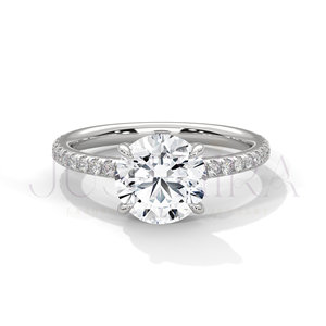 Round Cut Moissanite Diamond Ring 2.70 TC Vintage Halo 14k White Gold Cathedral Band Pave Bridge Engagement Ring Gift For Her - Product Image 2