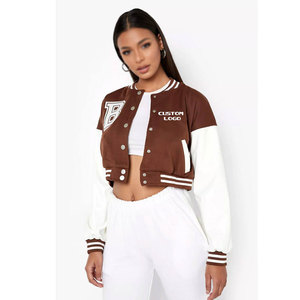 Veste universitaire tendance et élégante pour femmes, coupe courte, avec lettres, col rabattu, manches longues, de haute qualité, pour l'hiver. - Product Image 6