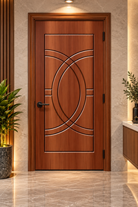 Puerta Interior Moderna de Madera Sólida GA-24L con Diseño de Ranura Curva y Acabado para Apartamentos, Dormitorios y Villas de Lujo - Product Image 6