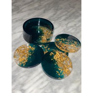 Stylish Oval and Round Resin Coasters Multipurpose <b>Beverage</b> <b>Serving</b> <b>Sets</b> - Product Image 2