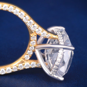 3 ct elongated <b>cushion</b> cut 925 silver gold plated moissanite diamond wedding engagement proposal ring <b>for</b> women - Product Image 5