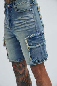 Shorts de Mezclilla Desgastados de Cintura Alta para Hombre con Bolsillos Tipo Cargo, Ropa Casual de Verano - Product Image 3