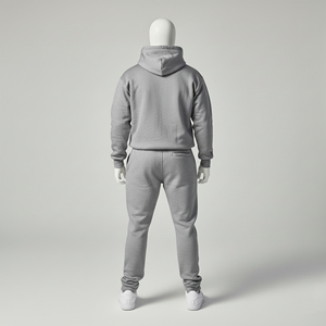 Unisex Casual Autumn Hooded Grey Maternity Knee 100% Cotton Lightweight Breathable Anti-Bacterial Plus Size Drawstring Tracksuit - Product Image 2