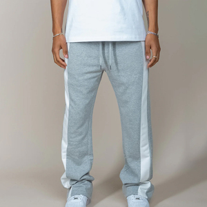 Pantalon évasé tendance pour homme, broderie personnalisée, léger, color block, joggers évasés, pantalon de survêtement empilé - Product Image 4