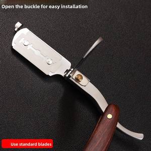 Sandalwood Razor Holder with Stainless Steel Single <b>Edge</b> Blade <b>Wood</b> Handle Barber Tool for Face Body Hair Carving Beard <b>Trimming</b> - Product Image 5