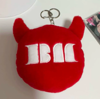 Penjualan Panas Dompet Gantungan Kunci Merah Hitam, Boneka Plush, Dompet Koin, Tempat Kartu, Gantungan Dompet Hadiah