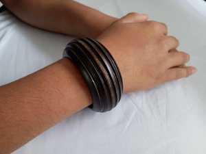 Wedding Wear Wooden <b>Bangles</b> Set for Ethnic Fashion Party Jewelry Handmade by Tradebyd - Product Image 1
