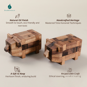 Cerdo Pequeño: Rompecabezas de Madera 3D Kumiki de Cerdo, 13 Piezas, Juego de Lógica Interconectado, Juego Educativo para Niños y Adultos - Product Image 6