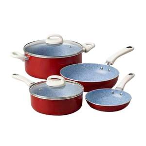 Ensemble de casseroles en céramique antiadhésives avec couvercles en verre pressé en aluminium, écologique, 4 pièces, passe au lave-vaisselle, fabrication vietnamienne OEM, prix abordable - Product Image 4