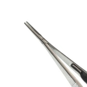 Portaagujas Castroviejo de 5 1/2 Pulgadas Recto con Retenedor, Instrumento de Sutura Microquirúrgica de Acero Inoxidable Liso - Product Image 4
