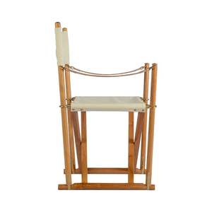 Silla de Director Plegable de Madera de Teca Natural con Asiento de Tela, Ecológica, Duradera, Moderna y Elegante, Muebles para Patio y Cafetería - Product Image 3