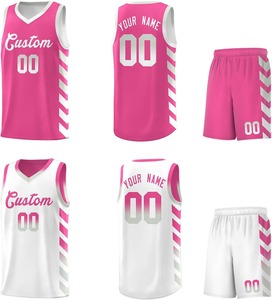 Wholesale Pink White Basketball Uniform Set Unisex Sublimated Mesh <b>Tank</b> Top Shorts Moisture Wicking Adult Team Sportswear - Product Image 1