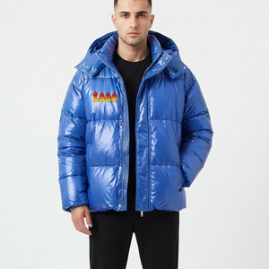 Abrigos Acolchados Brillantes con Capucha para Hombre, Chaqueta de Plumón con Capucha, Logotipo Personalizado, Exterior Recubierto, Precio al por Mayor - Product Image 4
