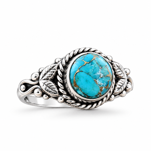 Cotton Candy Round Turquoise Silver <b>Ring</b> Handmade Mohave Turquoise Jewelry Southwestern <b>Boho</b> <b>Ring</b> for Women Gift - Product Image 2