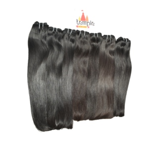 Extensiones de Cabello Natural Negro Ondulado Profundo con Corte Recto, Remy Indio, Doble Trama, Puntas Gruesas, Doble Tejido a Máquina, Densidad Completa - Product Image 5