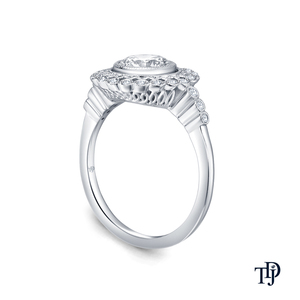 10K <b>Gold</b> Antique Vintage Style Intricate Diamond (Natural) Engagement <b>Ring</b> Bezel <b>Set</b> Center Milgrain Halo OEM jewelry - Product Image 2