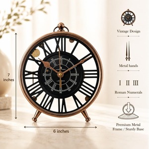 Horloge de bureau mécanique de luxe avec sonnerie horaire, design moderne, construction métallique - M F INTERNATIONAL EXPORTS - Product Image 5