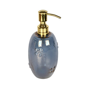 <b>Refillable</b> Glass <b>Hand</b> <b>Soap</b> Dispenser with Gold Pump for Bathroom & Vanity Counter - Product Image 2