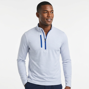 Men's <b>White</b> <b>Quarter</b> <b>Zip</b> Pullover Long Sleeve Knitted Polyester Casual Top Spring Quick Dry Stand Collar Regular Fit - Product Image 2
