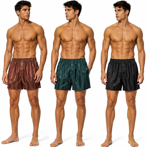 Mens Satin Stripe <b>Boxer</b> Shorts 3 Pack Comfortable Loose Fit Breathable Sleepwear Lounge Shorts - Product Image 1