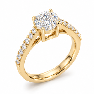 Bague de fiançailles Illusion Solitaire Look Pave Classique Marquise Princesse en diamant de laboratoire, or certifié IGI 14 carats, OEM personnalisé - Product Image 1