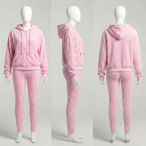 Custom Women <b>Pink</b> Velour Zip Up Tracksuit Hooded <b>Sweatshirt</b> Jogger Set Casual Streetwear Sportswear Two Piece Apparel - Product Image 4