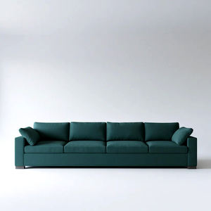 Sofá de Tela Moderno y Lujoso de 4 Plazas, Extra Largo, Tapizado en Gris Claro, con Asientos Profundos y Patas Bajas de Perfil Reducido - Product Image 4