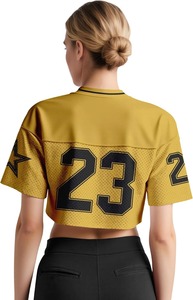 Women <b>Mesh</b> Jersey <b>Crop</b> T Shirt V Neck Short Sleeve Quick Dry Sports Practice <b>Top</b> Custom Number - Product Image 3