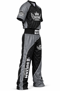 Uniforme de boxe unisexe noir et or, impression par sublimation, évacuation de l'humidité, broderie 3D, patchwork, 100% soie, vêtements de sport de combat pour adultes - Product Image 2