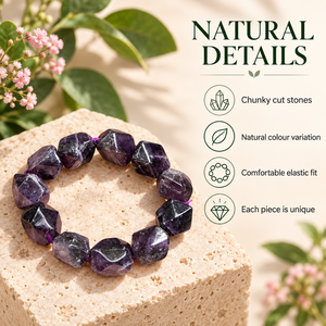 Anillo de cuentas de amatista natural pulida irregular, piedra suelta de cristal morado para la fabricación de pulseras - Product Image 5