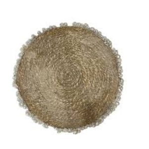 Non-Slip Seagrass Placemats <b>Round</b> Handwoven <b>Table</b> <b>Mats</b> Natural Straw Charger Plates for Glass Dining Surfaces - Product Image 2
