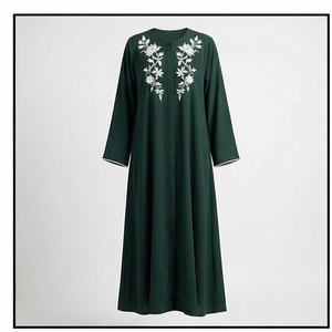 Nueva Abaya de Lujo Personalizada de Poliéster Satinado con Cuello en V, Adornada con Cuentas, Ligera, Estilo Kaftán, Vestido de Gala Esencial de Longitud Completa con Sujetador Incorporado - Product Image 1