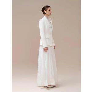 Trajes de Alta Costura para Mujer, Blazers Blancos HAZEL, Blazer sin Cuello de un Solo Pecho, Tela Transpirable con Muescas, Conjuntos Elegantes para Mujer - Product Image 3