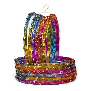 Ensemble de bracelets en verre de style Kashmiri multicolores en zircon et cristal, tendance et de qualité supérieure, pour femmes, bijoux de mariage et de mode - Product Image 5