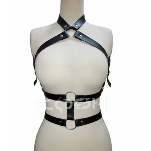 Harnais de corps en forme de cage avec anneau en O croisé pour le cou, bijou - Product Image 1