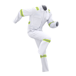 Combinaison de travail blanche réfléchissante personnalisée à manches longues avec bandes de sécurité - Product Image 2