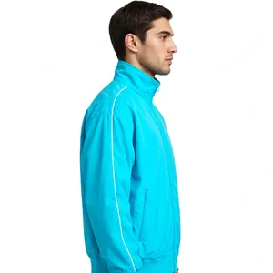 Chaqueta Deportiva Azul Cian para Hombre, con Cierre Completo, Cuello Alto, Ligera, para Entrenamiento, Diseño Personalizado, Fabricación OEM - Product Image 6