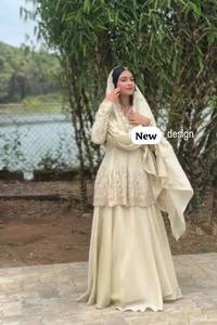 ชุดออกงานดีไซน์ใหม่ เสื้อและกางเกงพร้อมผ้าคลุมไหล่แฟนซีและงานปัก - Product Image 3