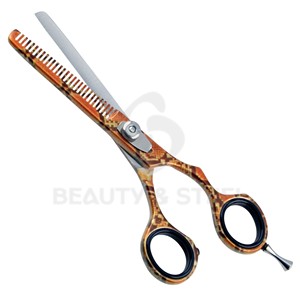 Tijeras de peluquería de lujo con estampado de piel exótica, acabado vibrante de pitón y mango ergonómico para un estilizado de precisión - Product Image 2