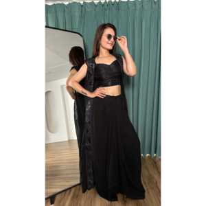 Conjunto de ropa de fiesta de diseñador para mujer con hermoso encogimiento de hombros - Product Image 4