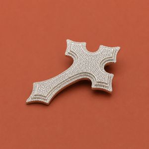 Pendentif croix en argent sterling 925 personnalisé VVS Moissanite Hip Hop Iced Out pour homme, bijoux de luxe, cadeau - Product Image 2