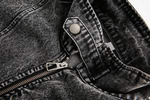 Adjustment Collar Winter Outerwear Warm Denim <b>Jackets</b> for Men & <b>Women</b> Ribbed Cuff & Hem Streetwear Zip-Up Black Denim <b>Jacket</b> - Product Image 4