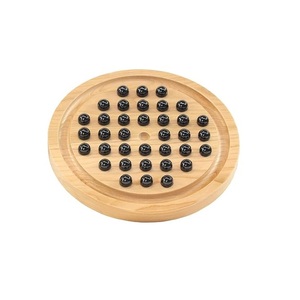 Wooden Solitaire Board Game with Marbles Classic Brain Teaser Strategy <b>Puzzle</b> - Product Image 1